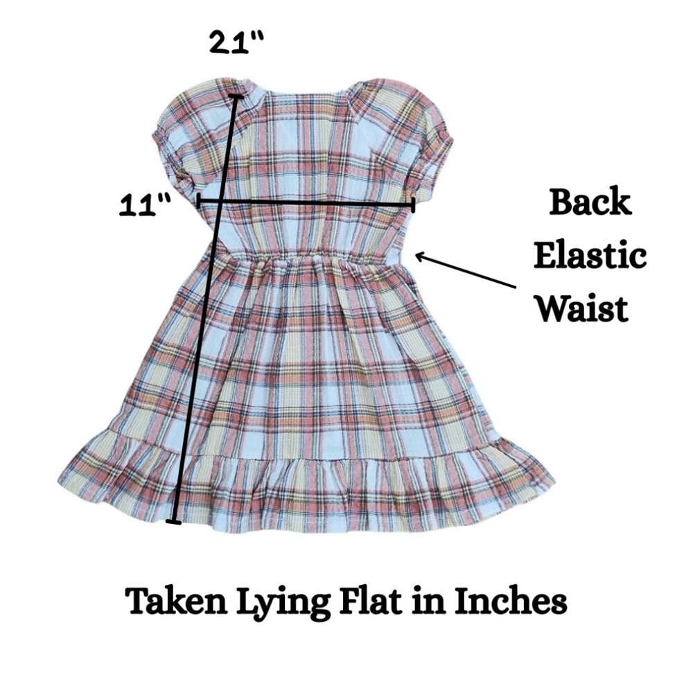 Nicole Miller Girls Woven Plaid Dress Short Sleeve Half Button Down Size 2T - Picture 10 of 12